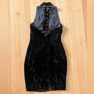 Vintage Black Crushed Velvet Cocktail Dress Goth XS - Donna Ricco Style (No Tag)